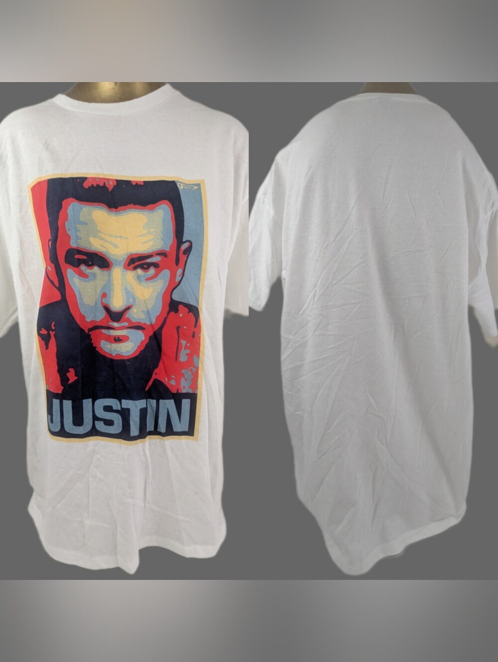 Justin Timberlake Colorful Graphic Of Singer - White  T-shirt Size XL